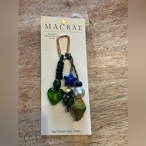 Women's Green and Blue Beaded purse charm/ Keychain